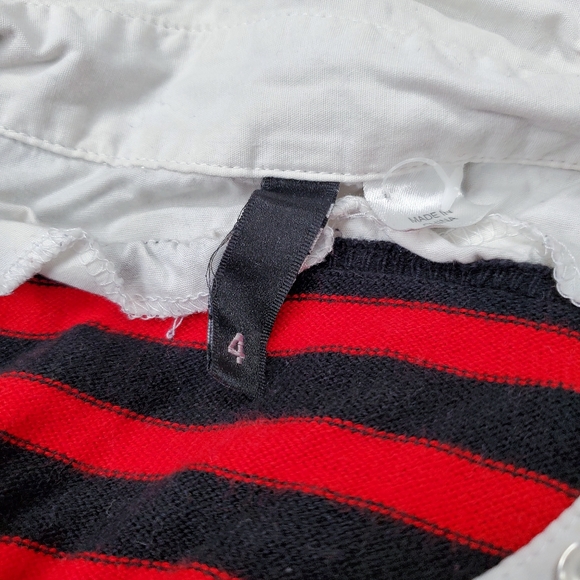 H&M Red Black Striped Attached Collar Academia Sweater - Picture 6 of 8